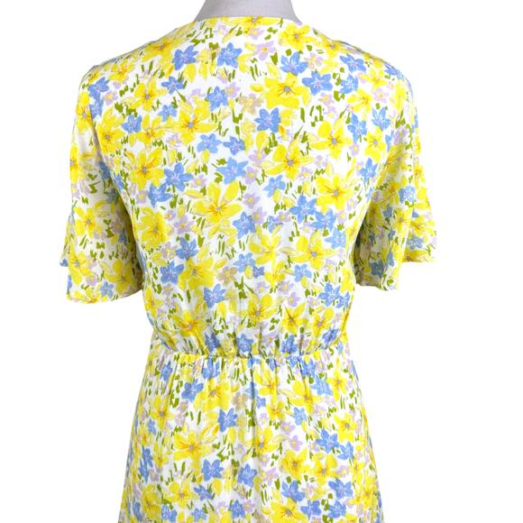 GB Gianni Bini Bright Yellow Floral Keyhole Cut Out Mini Fit & Flare Dress - Picture 7 of 13